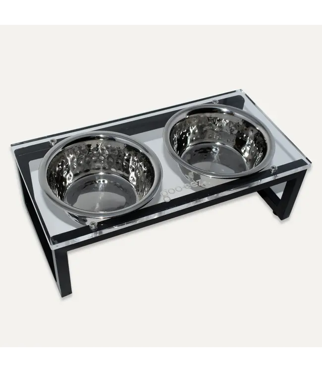 Goo-Eez Acrylic & Iron Double Feeder w/ Stainless Steel Bowls