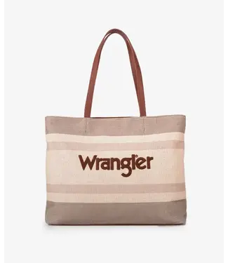 Wrangler Tan Striped Canvas Tote Bag