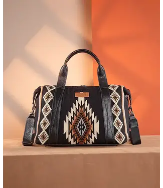 Wrangler Aztec Knitted Trolley Sleeve Black Duffle Bag