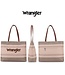 Wrangler Tan Striped Canvas Tote Bag