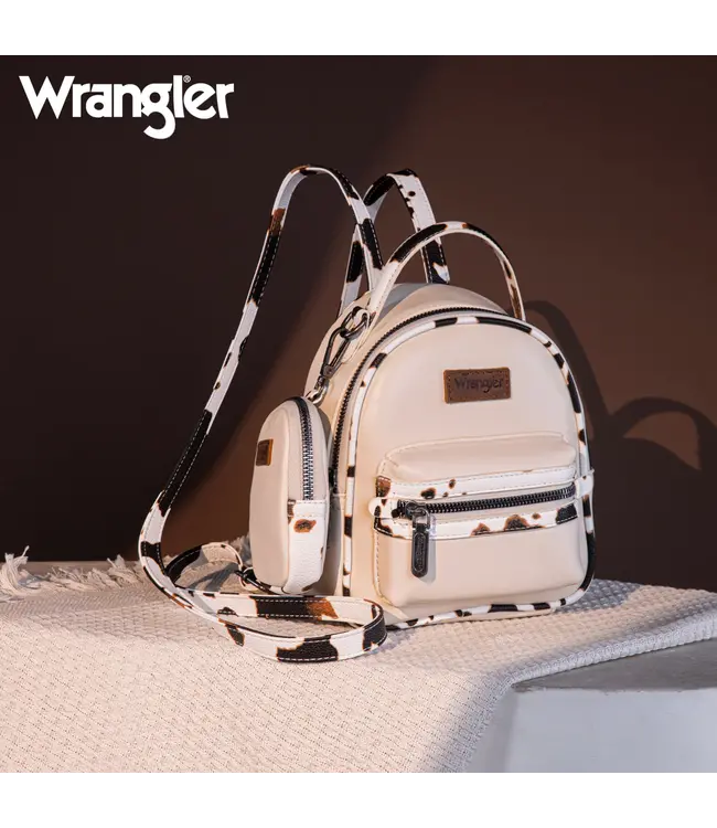 Wrangler Tan CowPrint Mini BackPack w/ Coin Pouch