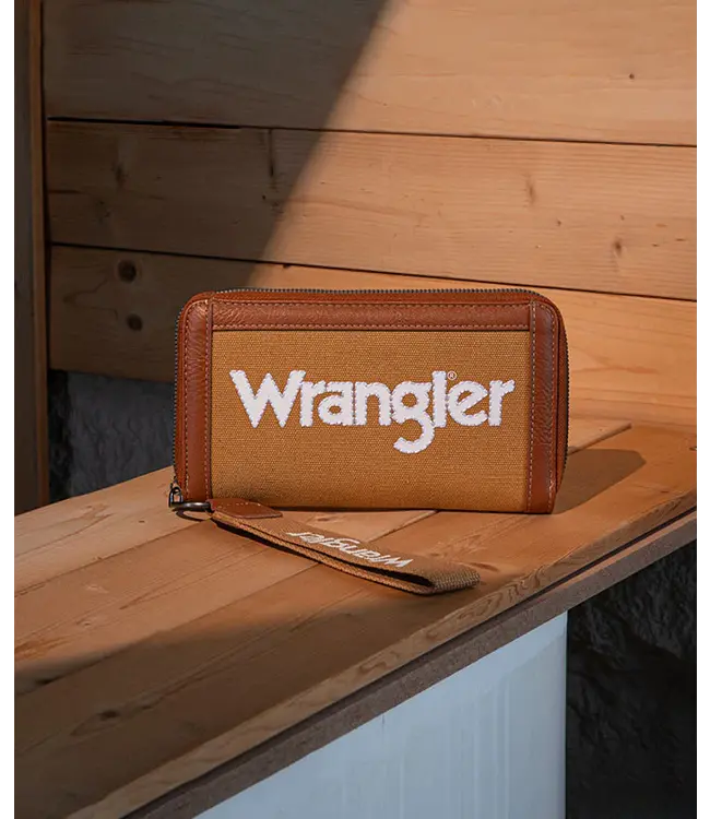 Wrangler Leather Trim Canvas Brown Wallet