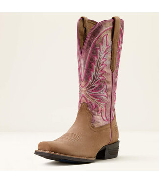Ariat Bottes Western Rock Creek Tawny Roughout Pink Shine