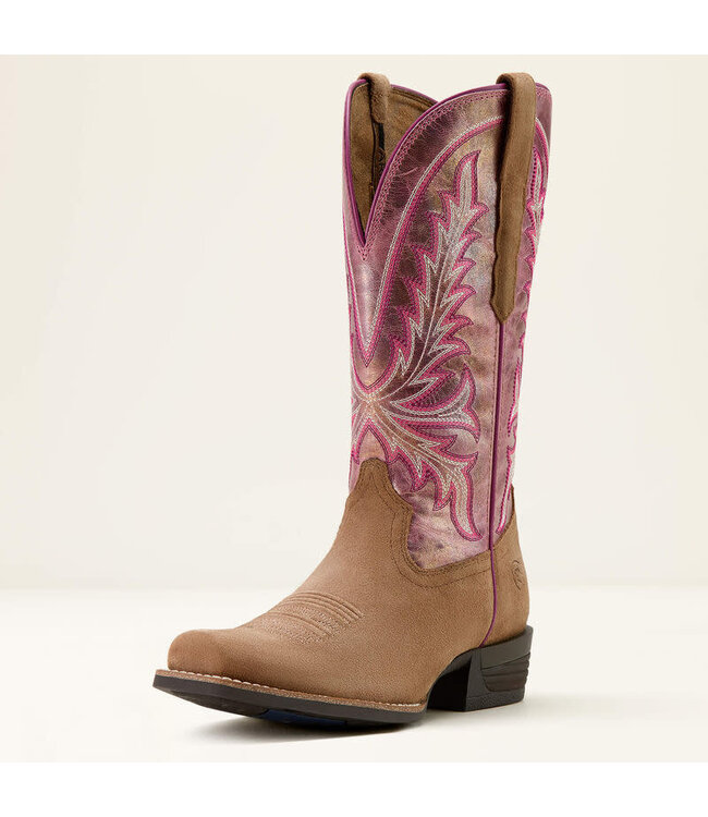 Ariat Bottes Western Rock Creek Tawny Roughout Pink Shine