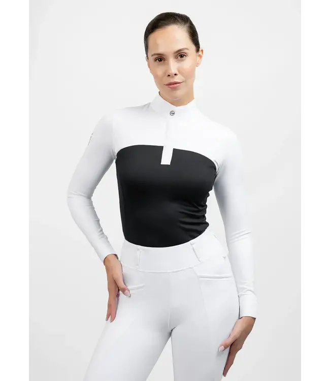 Maximilian Equestrian Era Long Sleeve Show Shirt Black and White