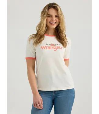 Wrangler T-Shirt Graphic Ringer Rose White