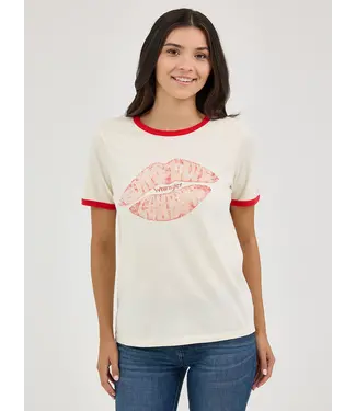 Wrangler T-Shirt Graphic Lips Antique White