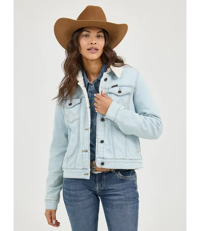 Wrangler Jacket Retro Sherpa Bleached Denim