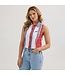 Wrangler Brushpopper Stripe Slim Crop Snap Tank USA