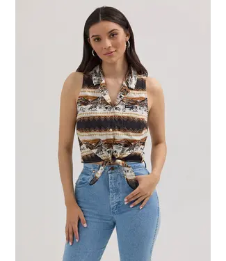Wrangler Camisole Bold Sans Manches Tie Front Horse Stripe