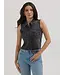 Wrangler Frayed Denim Crop Western Snap Tank