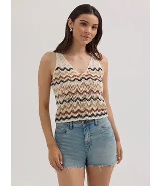Wrangler Crochet Sweater Tank Chevron White