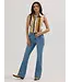Wrangler Brushpopper Tan Stripe Slim Crop Snap Tank
