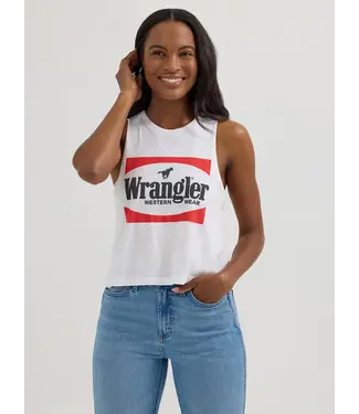 Wrangler White Block Festival Crop Graphic Tank