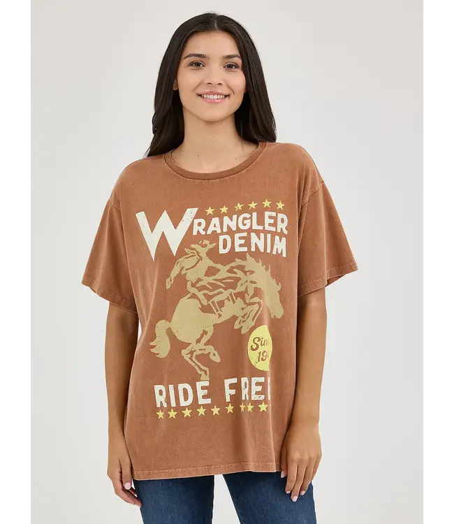Wrangler Caramel Acid Wash Graphic Oversized