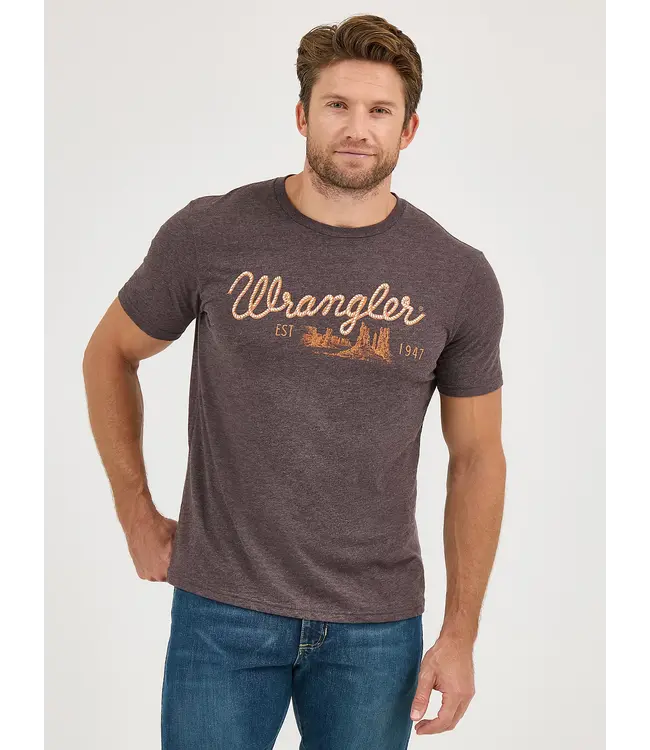 Wrangler Mocha Logo Rope Emblem Graphic T-Shirt