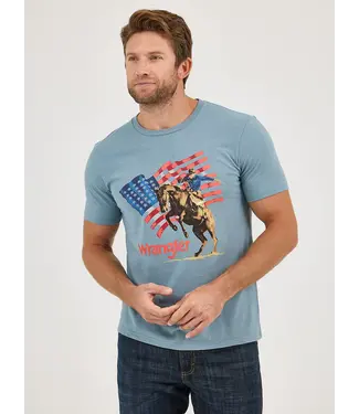 Wrangler T-Shirt Americana Flag Lead Blue