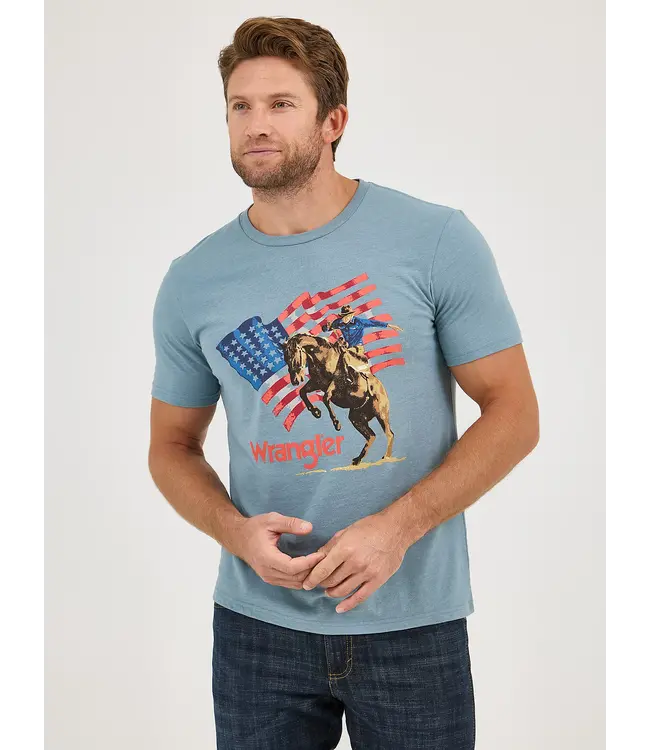 Wrangler Lead Blue Americana Flag Logo T-Shirt