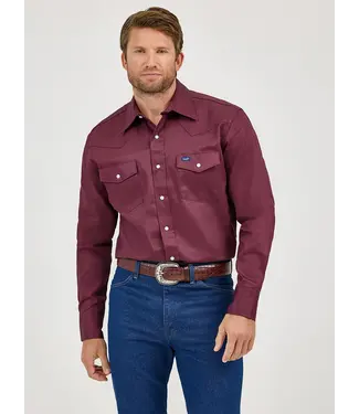 Wrangler Firm Finish Red Oxide Twill Western Snap Work Shirt