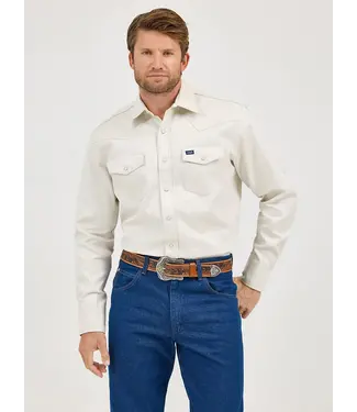 Wrangler Firm Finish Stone Twill Western Snap Work Shirt