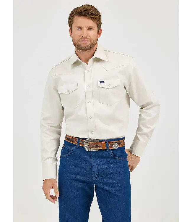 Wrangler Firm Finish Stone Twill Western Snap Work Shirt