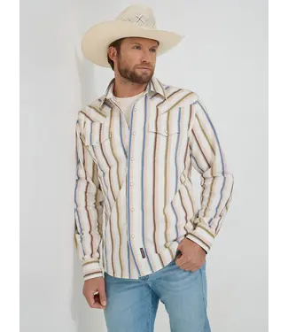 Wrangler Retro Premium Brushpopper Rusty Stripe Western Snap Shirt