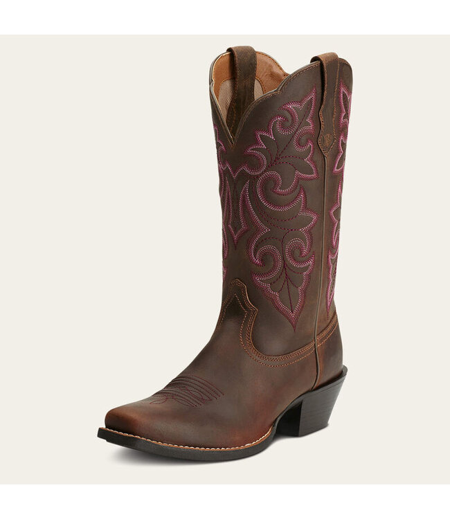 Ariat Round Up Square Toe Powder Brown Western Boot