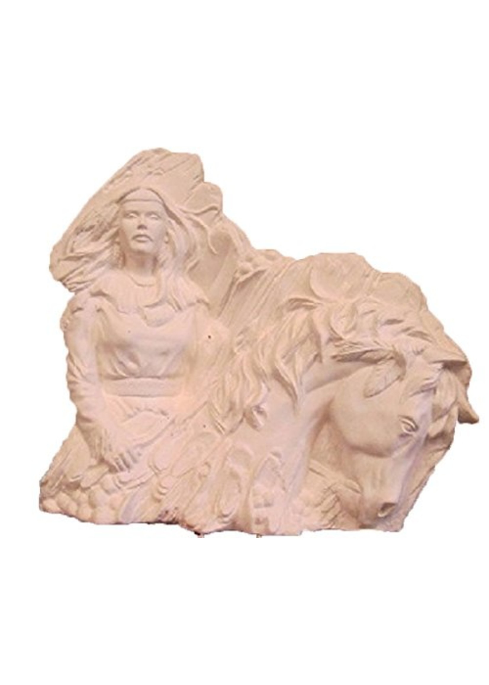 Creative Kreations Ceramics and Gifts Native Maiden Carved with Horse 8" Ceramic Bisque, Ready to Paint