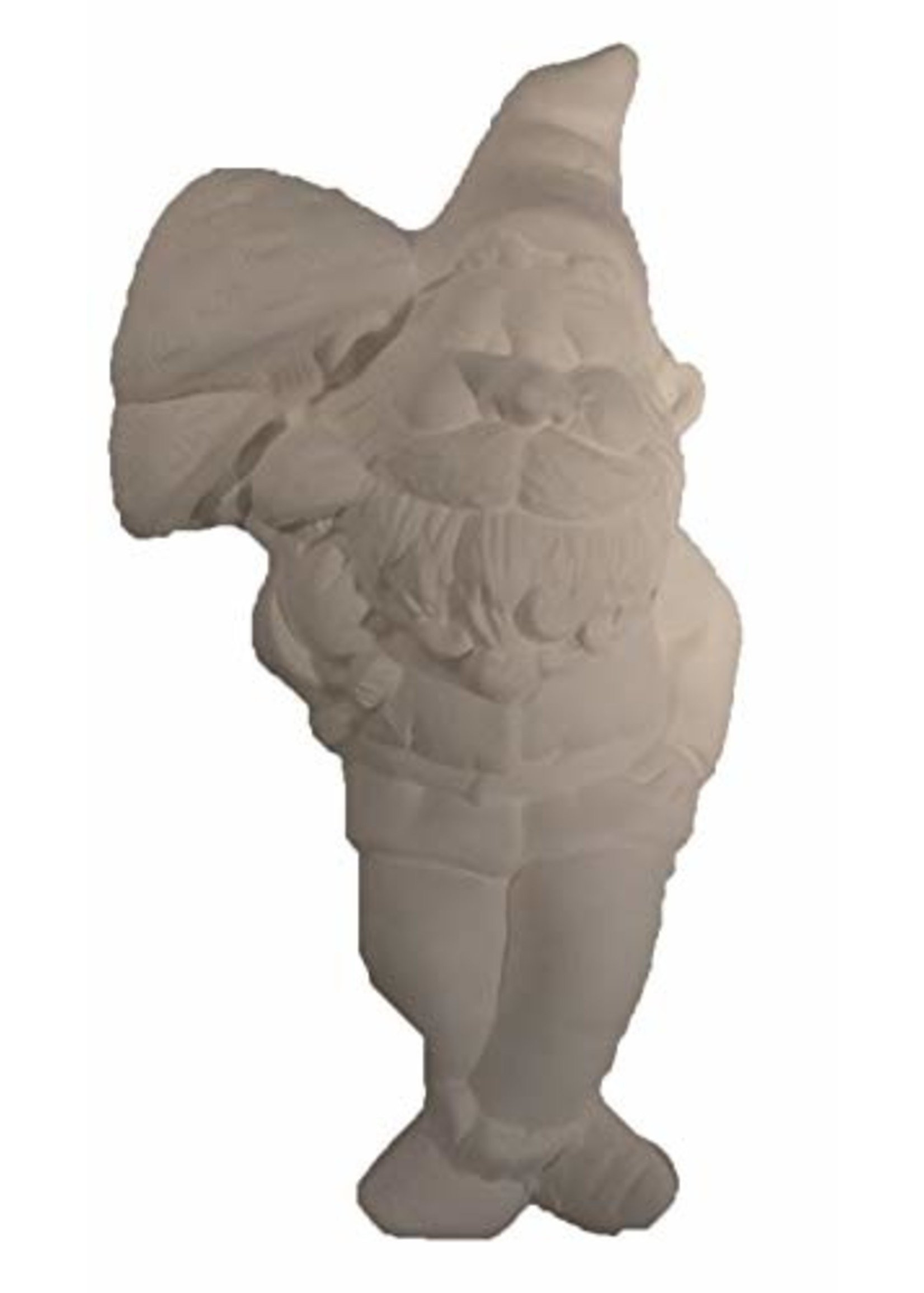 Creative Kreations Ceramics and Gifts Pappy Shelf Sitting Gnome with Mushroom 10" Ceramic Bisque, Ready to Paint