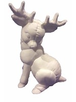 Creative Kreations Ceramics and Gifts Creative Kreations Ceramics Sitting with Head Down Softy Reindeer 8" Ceramic Bisque, Ready to Paint