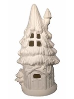 Creative Kreations Ceramics and Gifts Sugar Pine Townhouse Fairy House 8" x 4" Ceramic Bisque, Ready to Paint