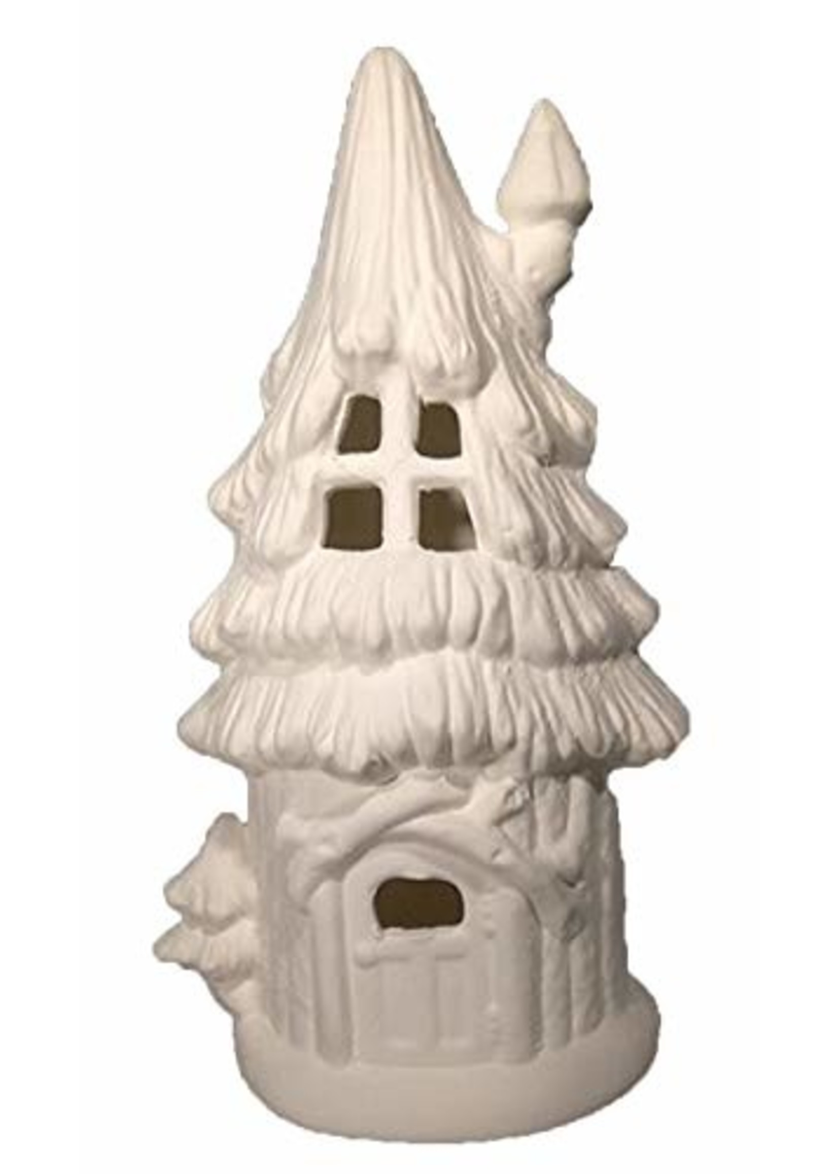 Creative Kreations Ceramics and Gifts Sugar Pine Townhouse Fairy House 8" x 4" Ceramic Bisque, Ready to Paint