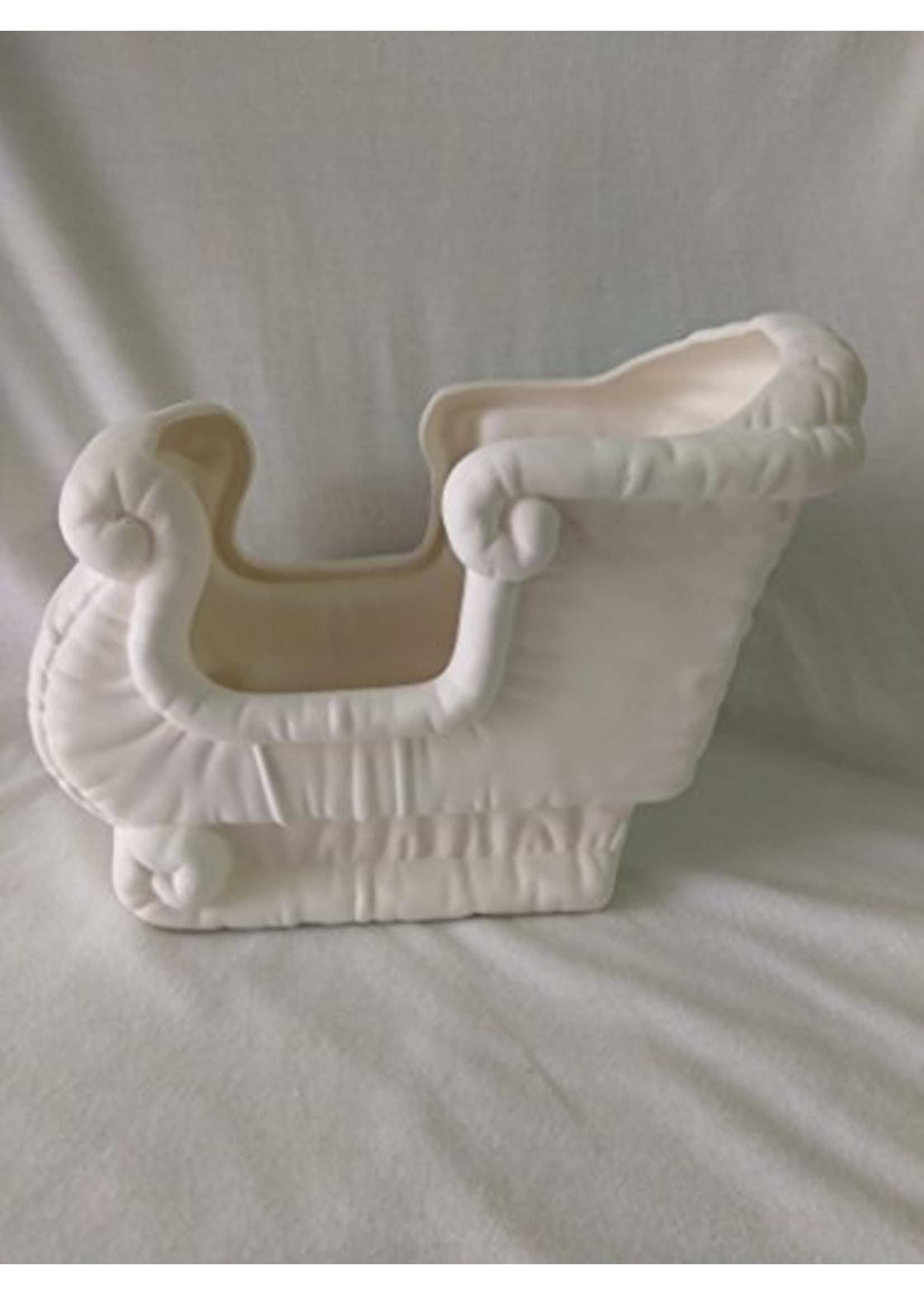 Creative Kreations Ceramics and Gifts Soft Sculpture Santa Sleigh 8" x 6" Ceramic Bisque, Ready to Paint