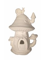 Creative Kreations Ceramics and Gifts Mushroom Snail Shack Fairy House 8" x 5" Ceramic Bisque, Ready to Paint