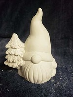 Creative Kreations Ceramics and Gifts Gnome with Tree 6" Ceramic Bisque, Ready to Paint