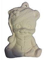 Creative Kreations Ceramics and Gifts Santa Bear 3" Christmas Ornament Ready to Paint, Ceramic Bisque