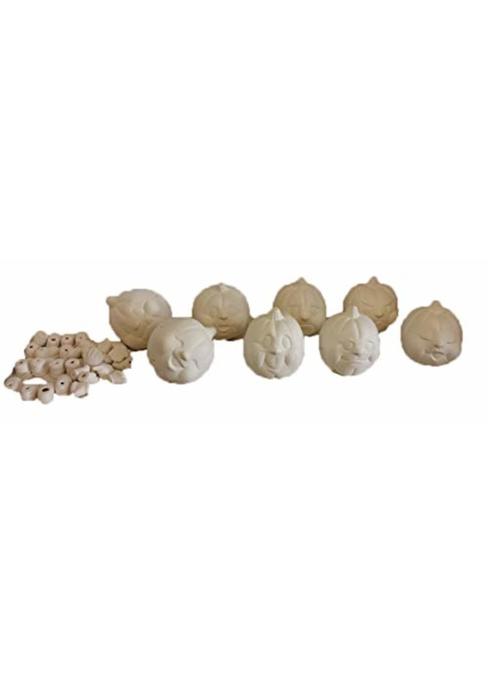 Creative Kreations Ceramics and Gifts Punky Pumpkins 3" Set of 8 with Hands and Feet Ceramic Bisque, Ready to Paint