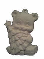 Creative Kreations Ceramics and Gifts Teddy Bear with a Christmas Tree 3" Ornament Ceramic Bisque, Ready to Paint