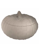 Creative Kreations Ceramics and Gifts Pumpkin Dish with Lid 12" x 7" Ceramic Bisque, Ready to Paint, Glazed Inside with Food Safe Glaze