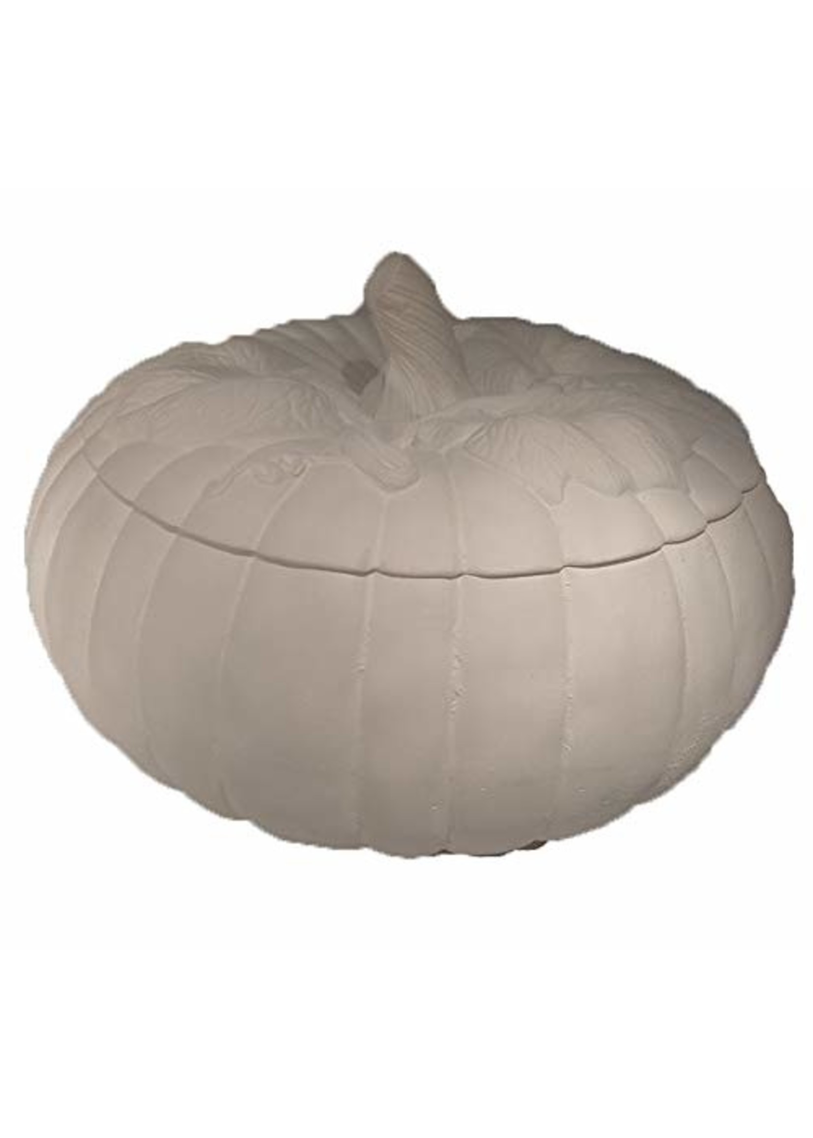 Creative Kreations Ceramics and Gifts Pumpkin Dish with Lid 12" x 7" Ceramic Bisque, Ready to Paint, Glazed Inside with Food Safe Glaze
