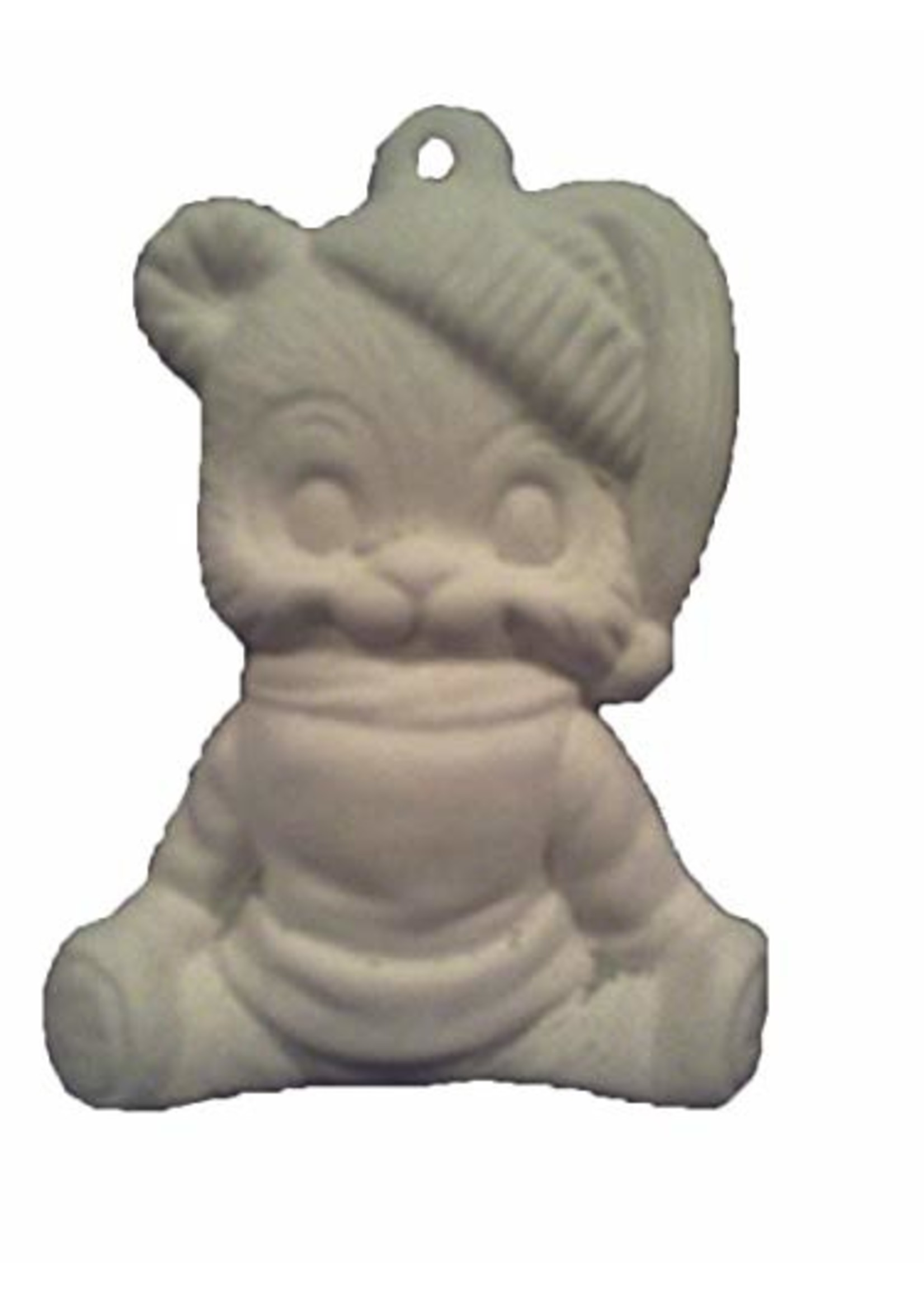 Creative Kreations Ceramics and Gifts Teddy Bear in Sweater 3" Christmas Tree Ornament, Ceeramic Bisque, Ready to Paint