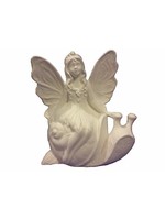 Creative Kreations Ceramics and Gifts Fairy on Snail 9" Ready to Paint Ceramic Bisque