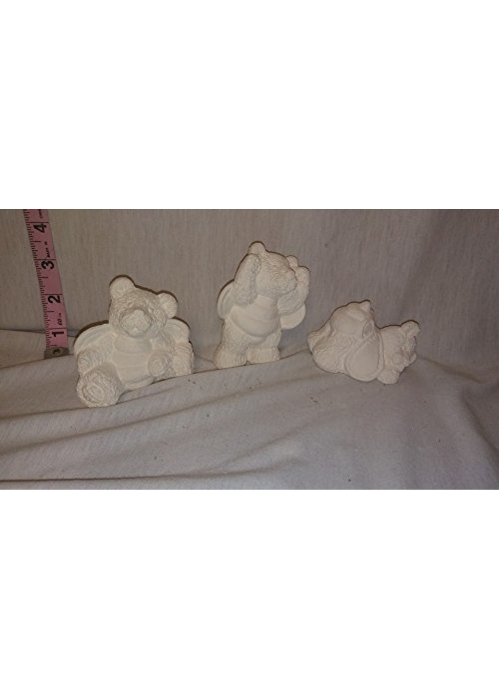 Creative Kreations Ceramics and Gifts Bumble Bee Bears 3" Set of 3 Ornaments Ready to Paint Ceramic Bisque