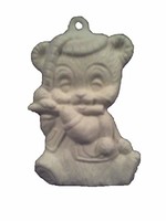 Creative Kreations Ceramics and Gifts Bear Playing Flute 3" Christmas Tree Ornament, Ceramic Bisque, Ready to Paint