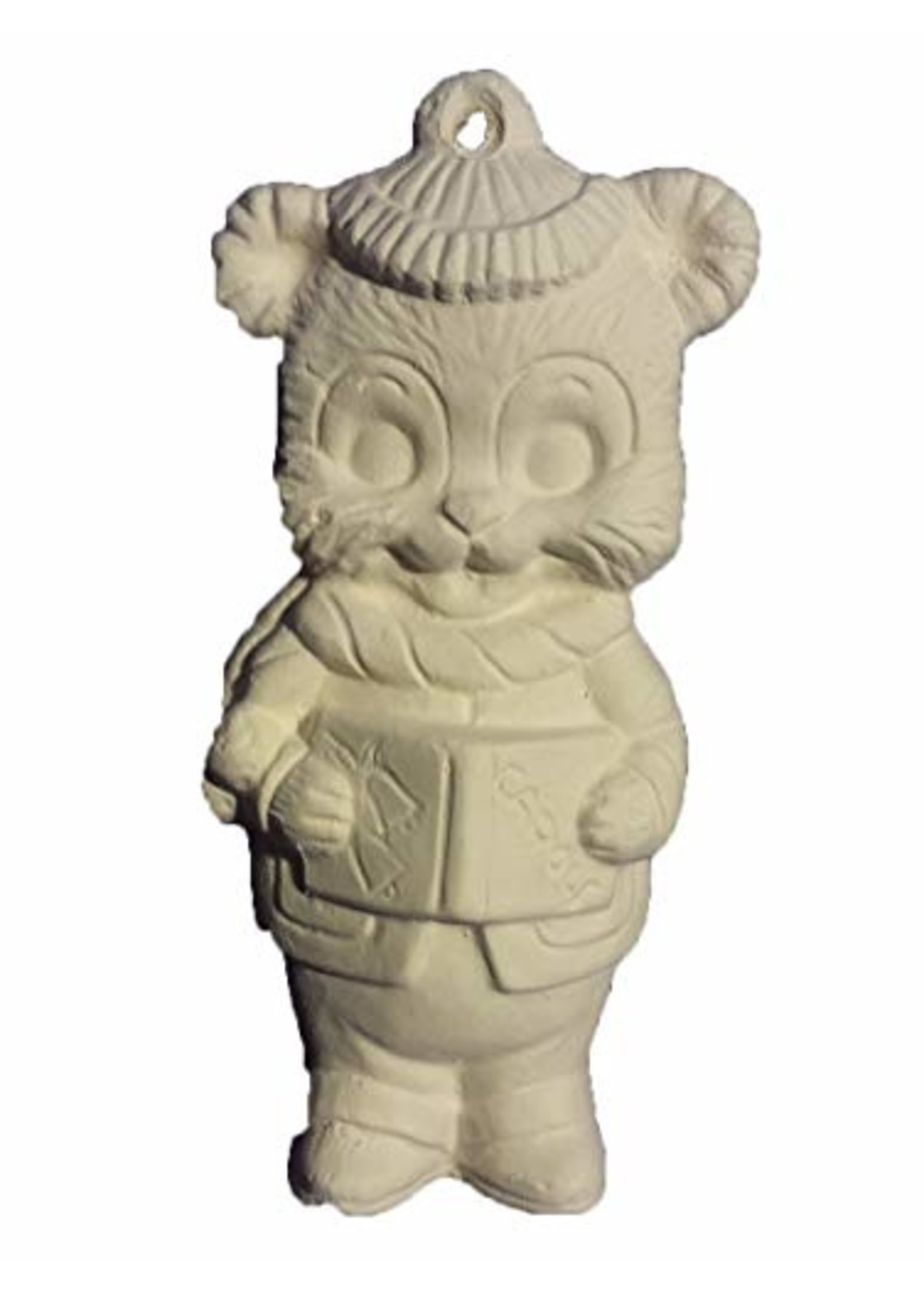 Creative Kreations Ceramics and Gifts Bear Caroler 3" Christmas Tree Ornament Ceramic Bisque, Ready to Paint