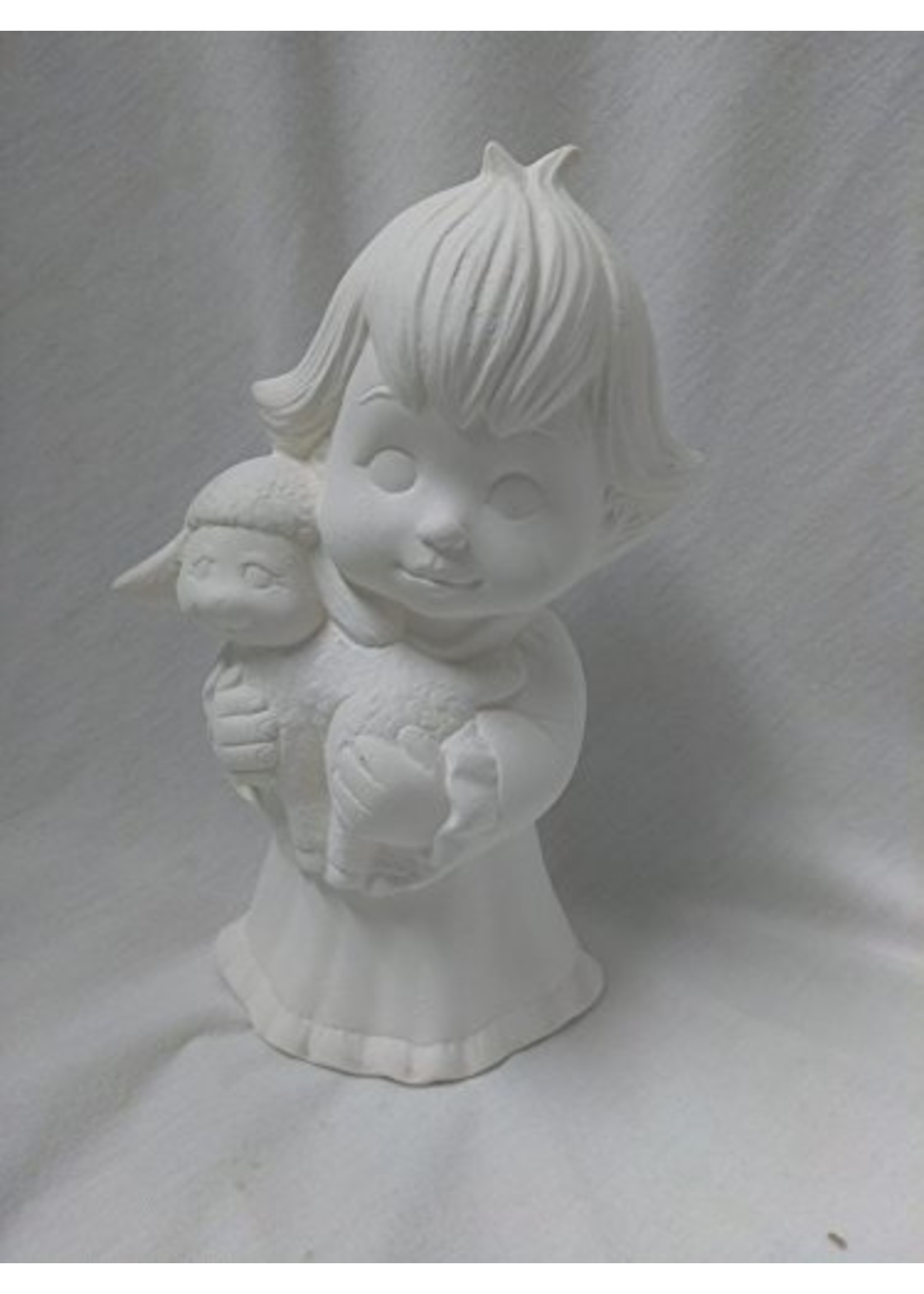 Creative Kreations Ceramics and Gifts Sweet Tot Child Holding Lamb 7 1/2" Ceramic Bisque Ready to Paint