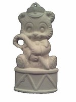 Creative Kreations Ceramics and Gifts Teddy Bear on Drum 3" Christmas Tree Ornament, Ceramic Bisque, Ready to Paint