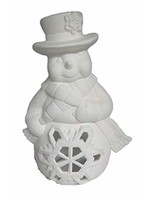 Creative Kreations Ceramics and Gifts Snowman Candle Holder 11" Ceramic Bisque, Ready to Paint