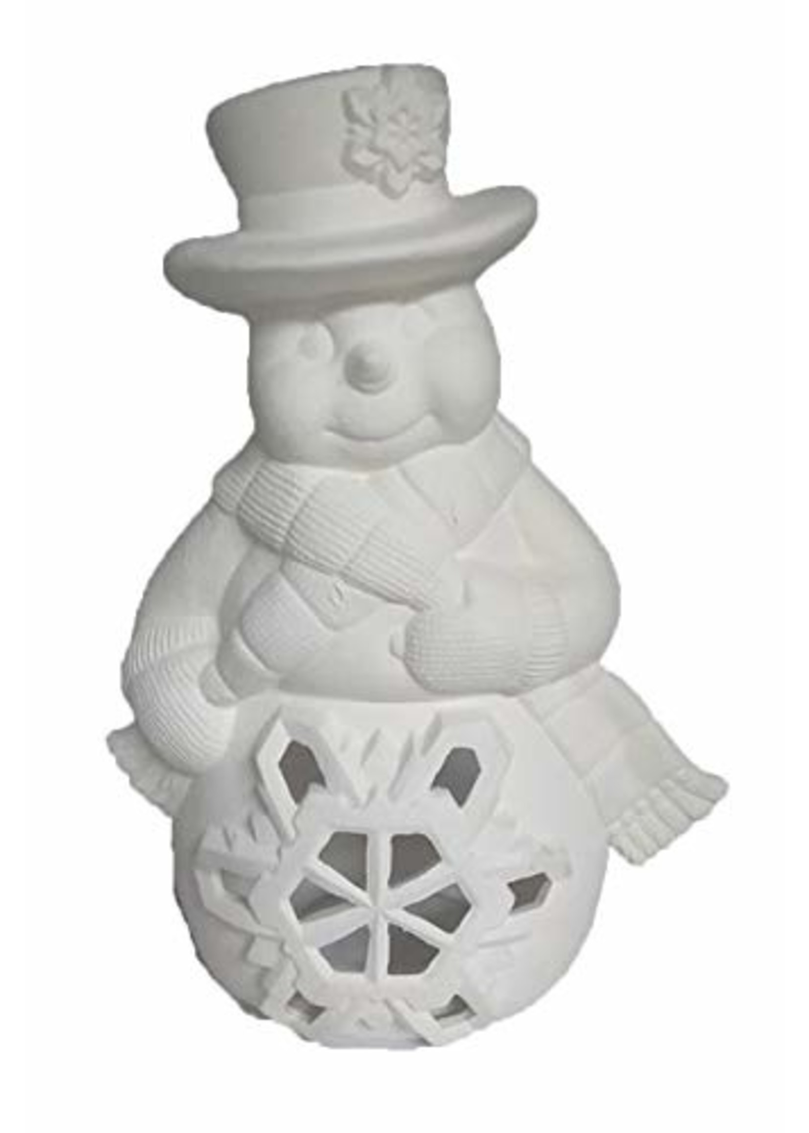 Creative Kreations Ceramics and Gifts Snowman Candle Holder 11" Ceramic Bisque, Ready to Paint
