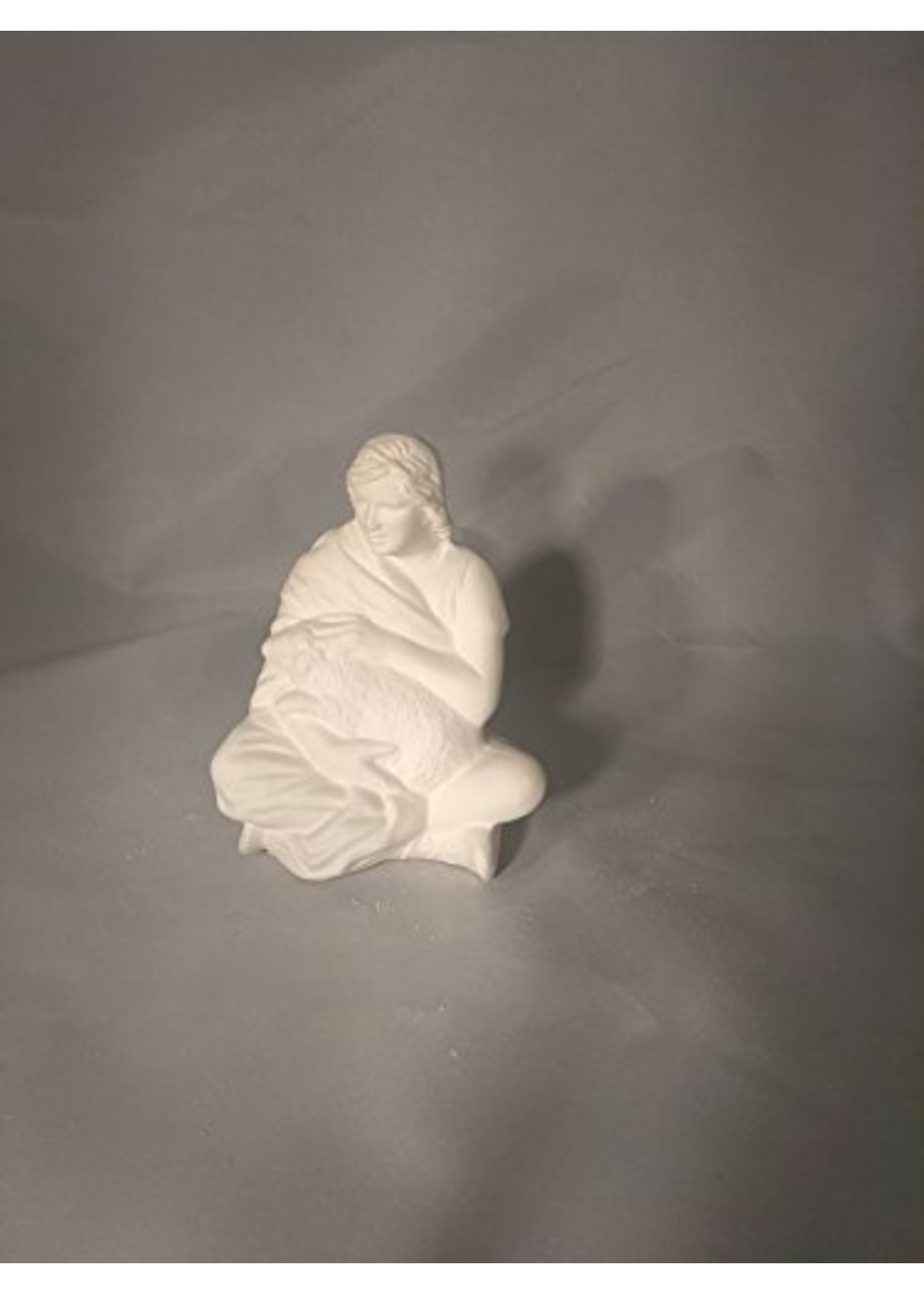Creative Kreations Ceramics and Gifts Nativity Sitting Shepard 4" Ceramic Bisque, Ready to Paint